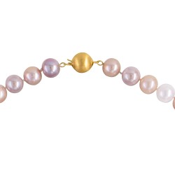 Κολιέ με Κ14 χρυσό κούμπωμα και πολύχρωμα μαργαριτάρια - F126578